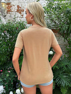 Casual Short Sleeve Breastfeeding Top for Daily Outings and Home Comfort - Essential Nursing Wear - Fanghuang