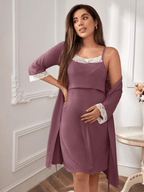Detailed View of Delicate Lace Trim on Nursing Camisole Dress - Romantic and Feminine Design - Fanghuang