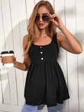 Maternity Black Cami Tank Top - Casual Summer Pregnancy Sleeveless Shirt