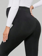 Flattering Slim Fit Maternity Leggings for Daily Workwear and Exercise - All-match Black Tights - Fanghuang