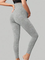 High Waisted Over-the-Belly Support Detail for Maternity Leggings - Seamless Elastic Waistband - Fanghuang