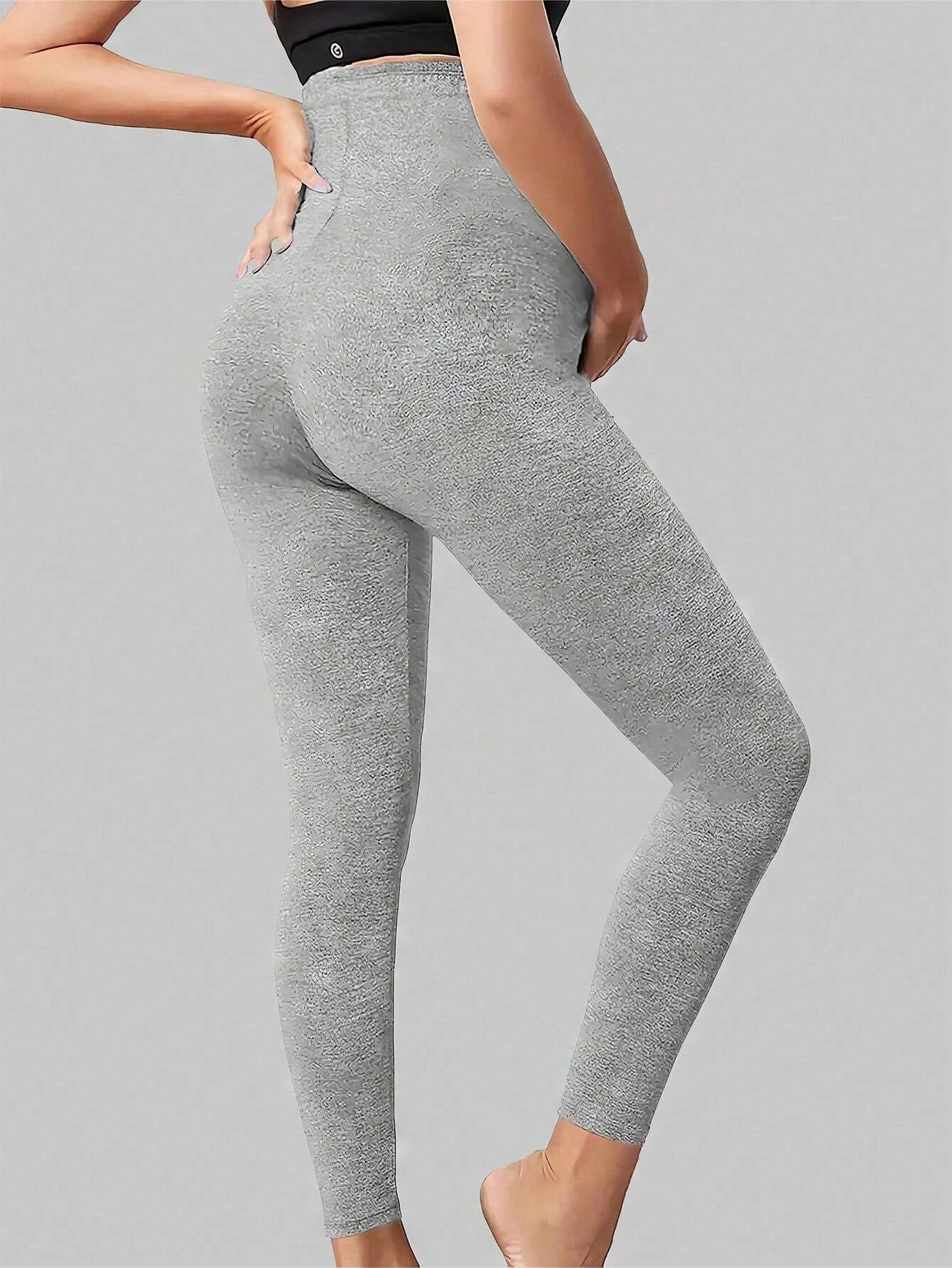 High Waisted Over-the-Belly Support Detail for Maternity Leggings - Seamless Elastic Waistband - Fanghuang