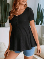 Women's Casual Black Maternity T-Shirt - Short Sleeve Summer Work Top for Pregna