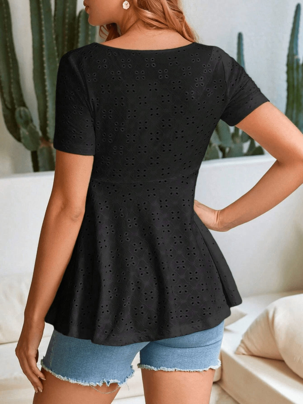Women's Casual Black Maternity T-Shirt - Short Sleeve Summer Work Top for Pregna