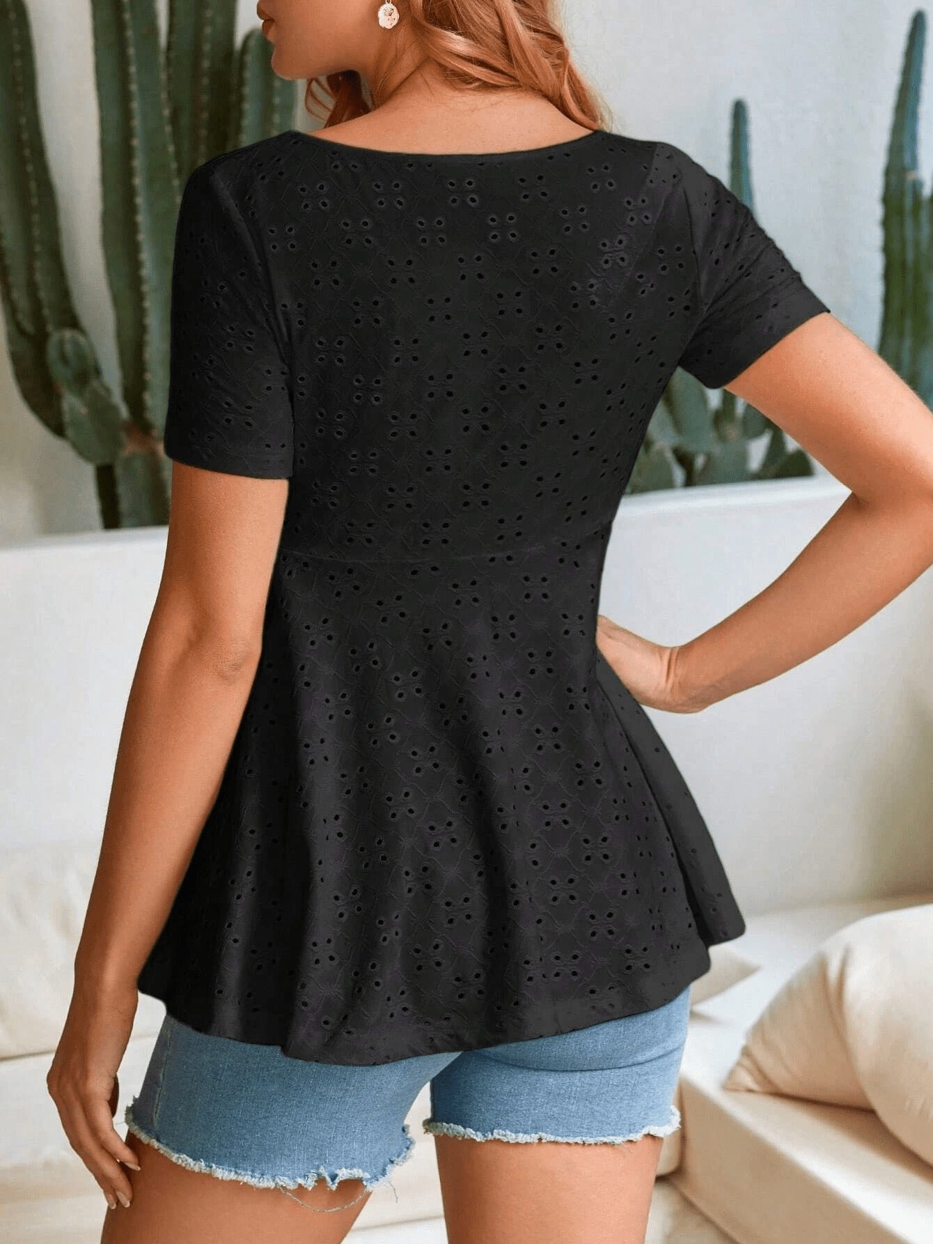 Women's Casual Black Maternity T-Shirt - Short Sleeve Summer Work Top for Pregna