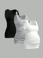 Breathable and Skin-friendly Fabric Detail of 3-Pack Pregnancy Shirts - Multiple Color Options - Fanghuang