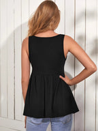Maternity Black Cami Tank Top - Casual Summer Pregnancy Sleeveless Shirt