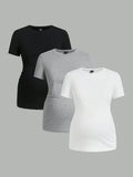 3-Pack Maternity Short Sleeve T-Shirts - Casual Summer Pregnancy Activewear Tops
