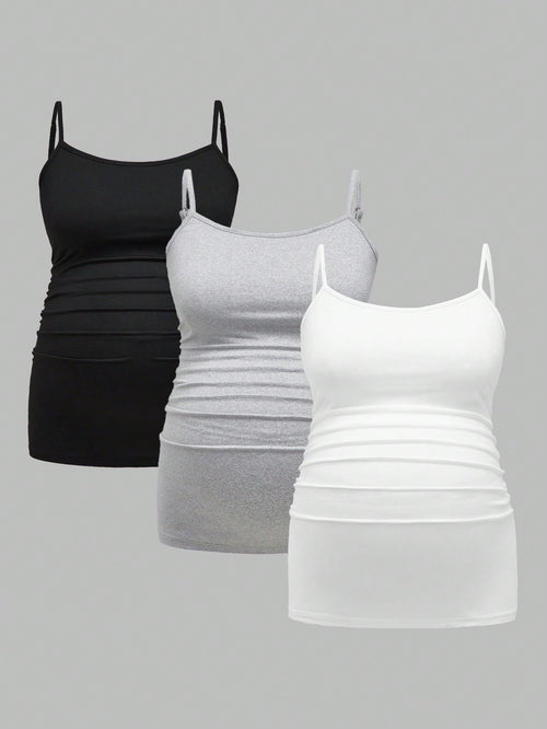 3-Pack Maternity Sleeveless T-Shirts - Casual Summer Pregnancy Activewear Camisole Tank Tops