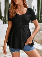 Women's Casual Black Maternity T-Shirt - Short Sleeve Summer Work Top for Pregna