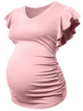 Pink Maternity Sports T-Shirt - Short Sleeve Summer Nursing Top