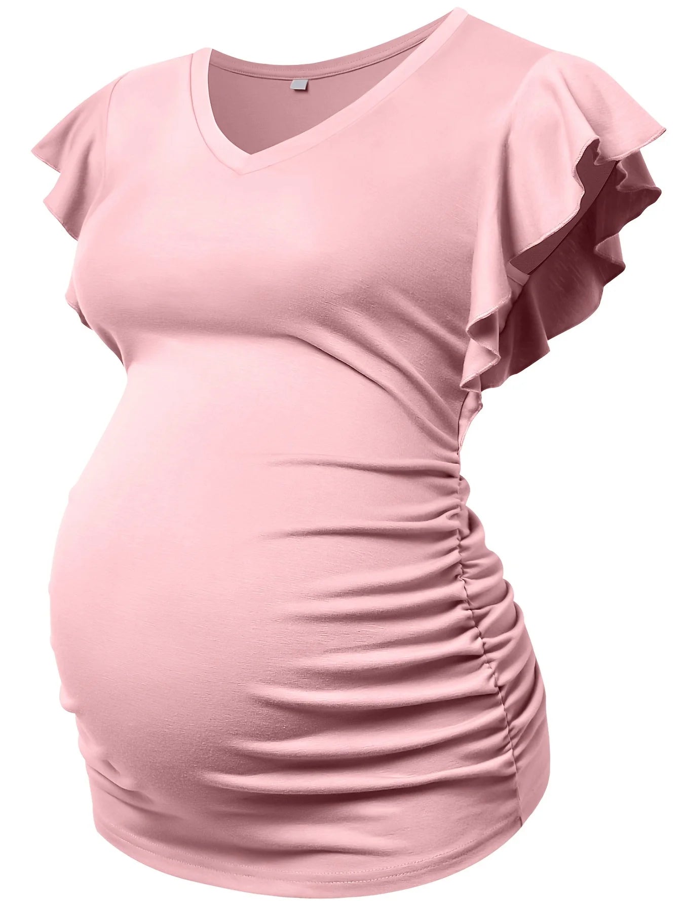 Pink Maternity Sports T-Shirt - Short Sleeve Summer Nursing Top