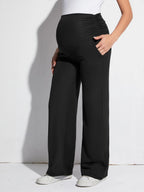 Functional Side Pockets on Wide-Leg Maternity Pants - Convenient Storage for Daily Essentials - Fanghuang