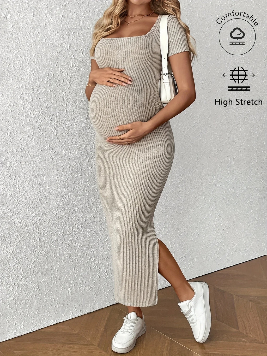 Comfortable Short Sleeve Maternity Dress - Soft and Breathable Summer Style - Fanghuang