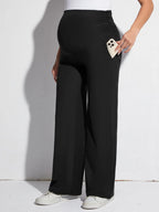 Comfortable Wide-Leg Maternity Yoga Pants with Side Pockets - Relaxed Straight-Leg Summer Trousers - Fanghuang