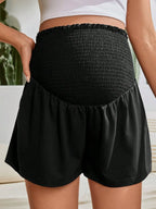 Non-Rolling Hem Black Maternity Workout Shorts for Yoga and Running - Summer Activewear - Fanghuang