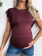Flexible Side Ruched Detail for Growing Belly - Comfortable Fit Pregnancy Top - Fanghuang