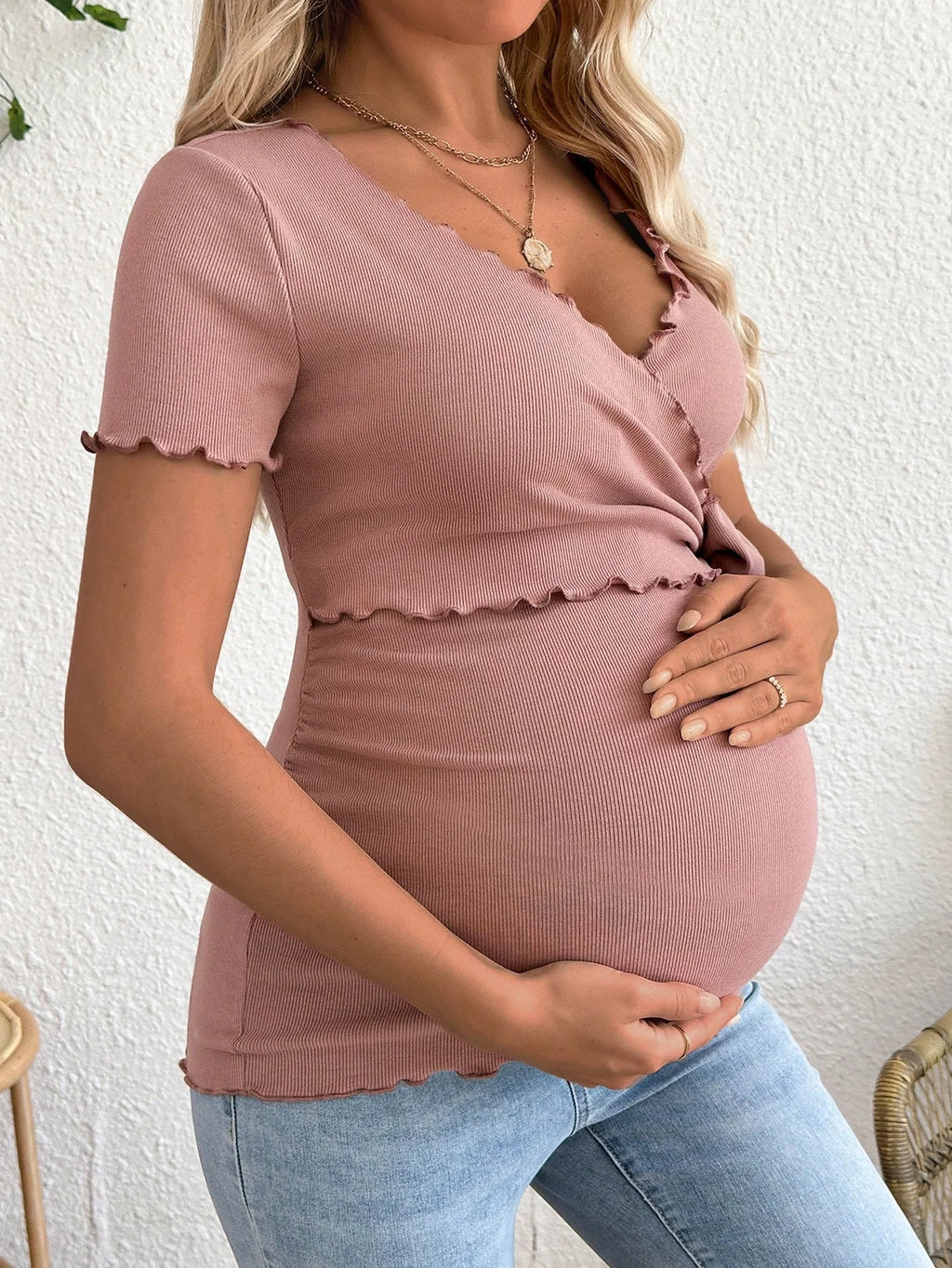 Versatile Pink Nursing Top for Postpartum Daily Walking and Gym - Summer Essentials - Fanghuang