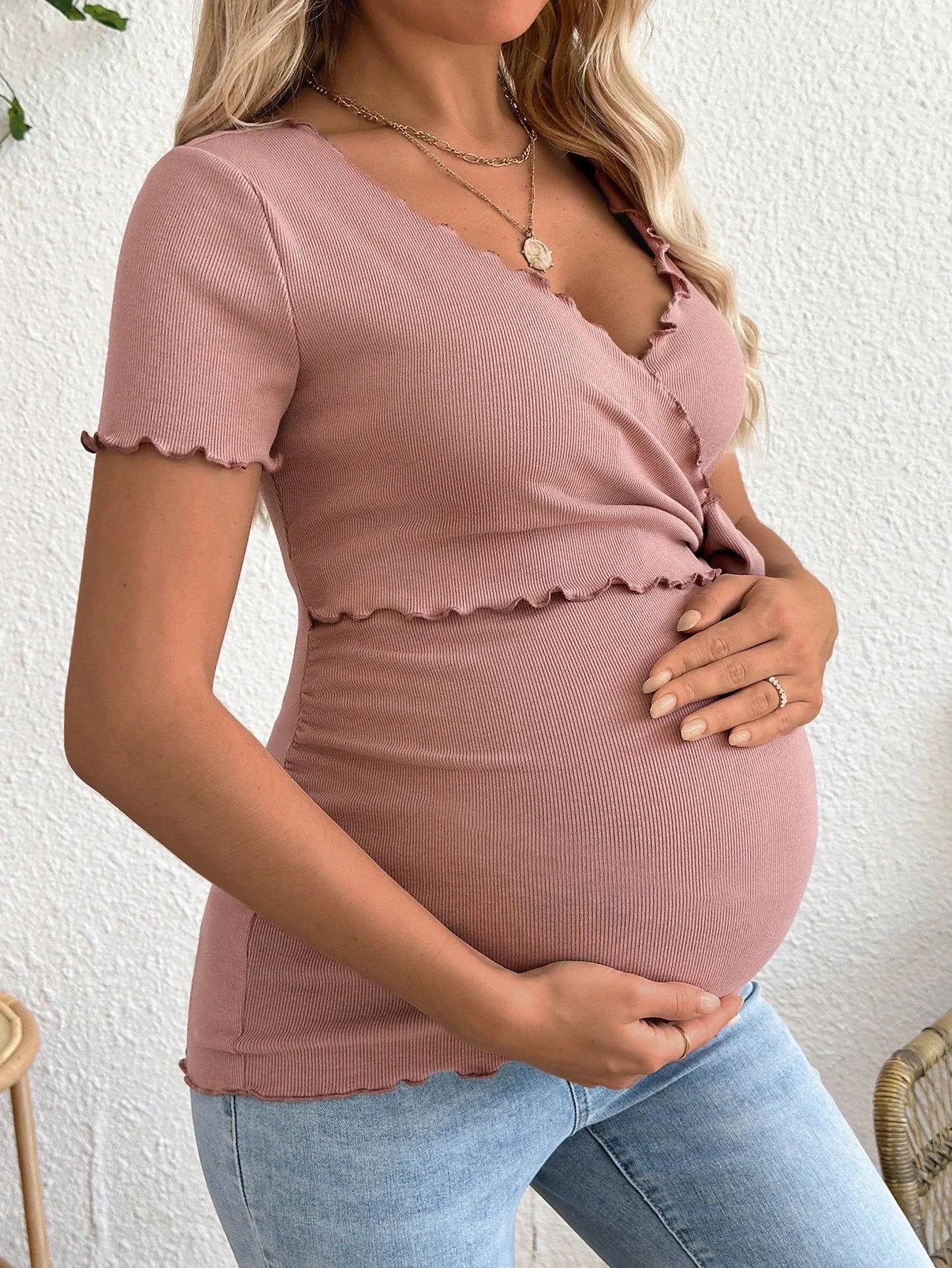 Versatile Pink Nursing Top for Postpartum Daily Walking and Gym - Summer Essentials - Fanghuang