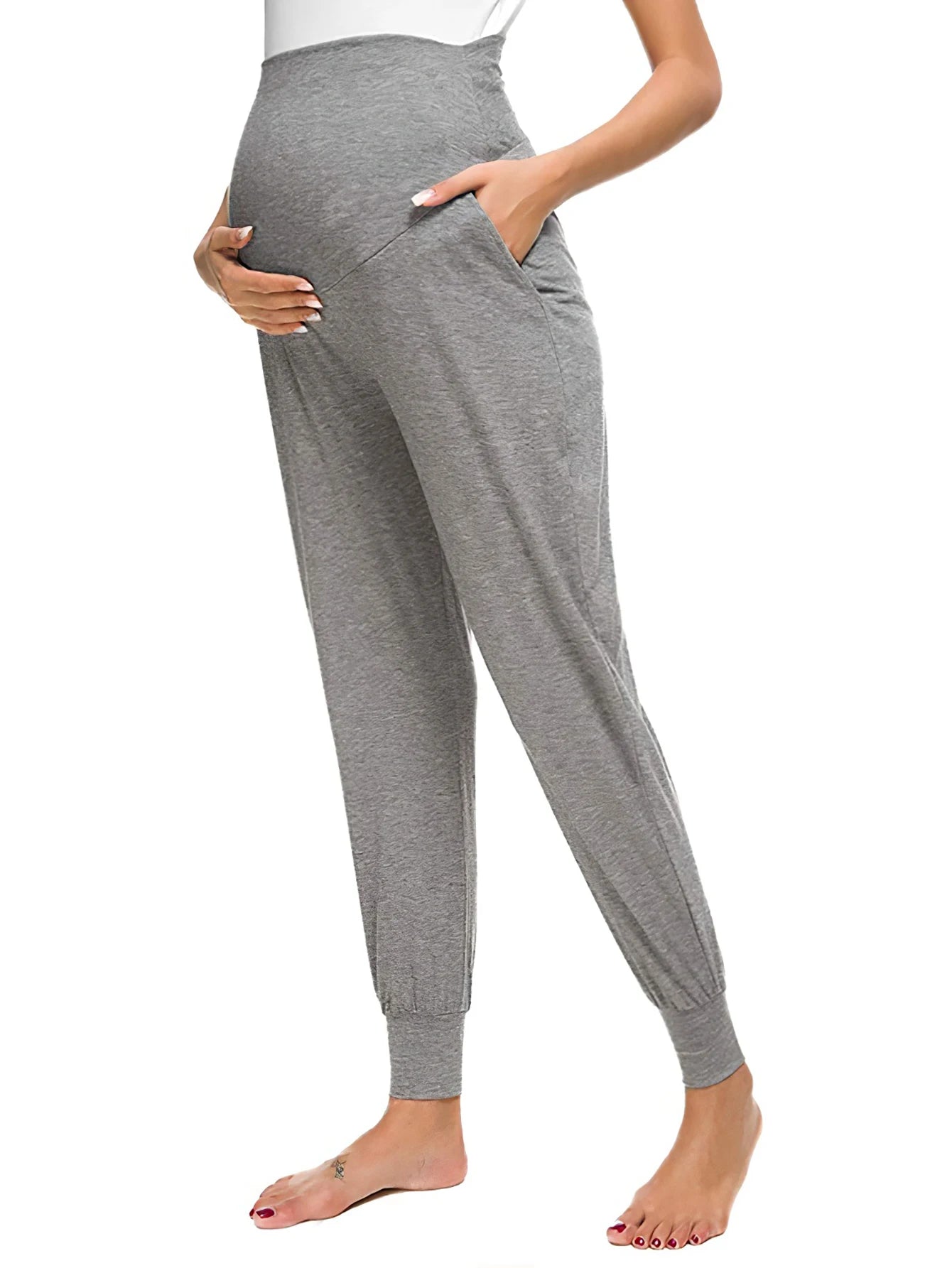 Black Maternity Yoga Pants, Casual and Versatile for Summer Sports and Yoga