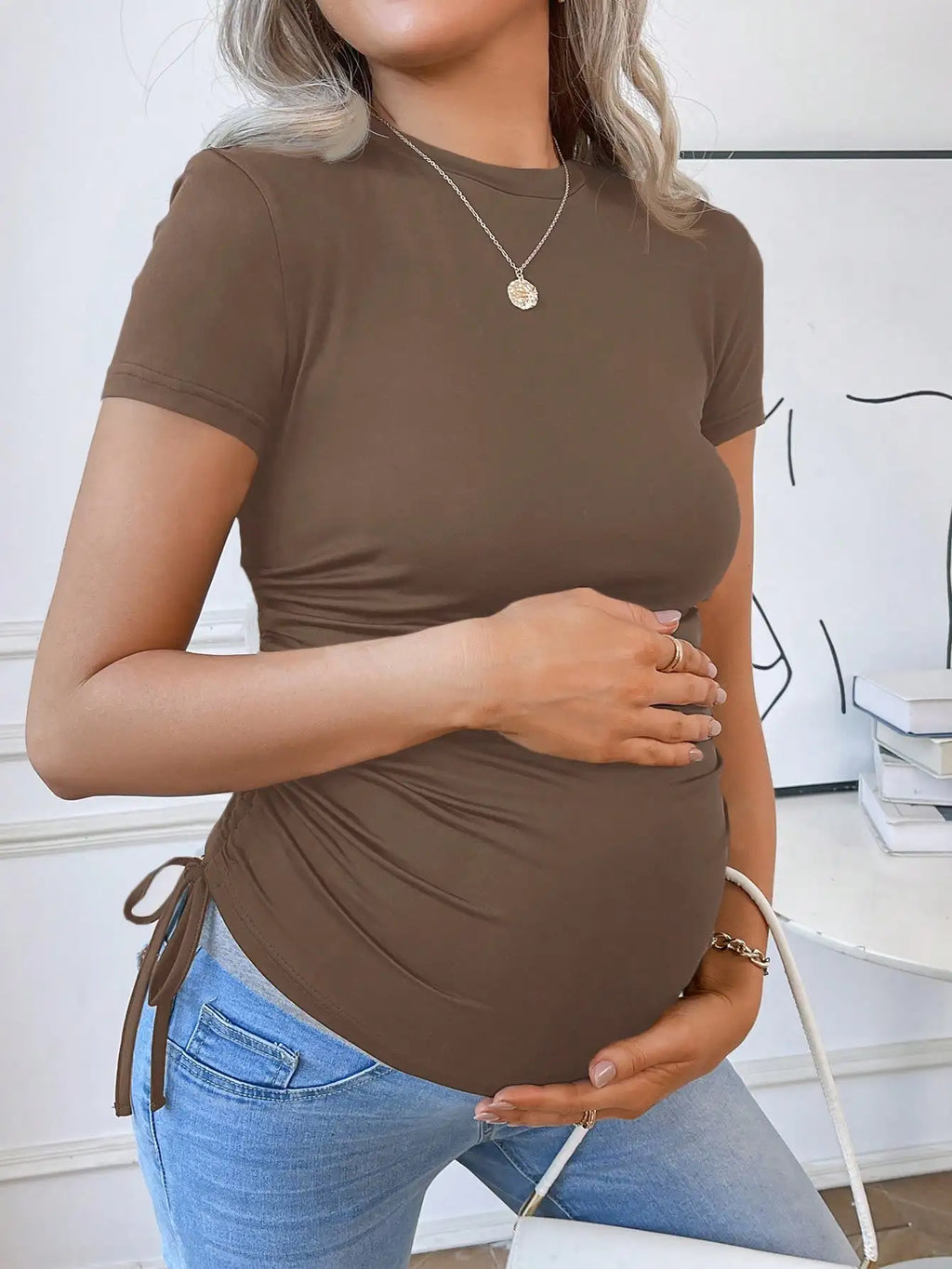 Flexible Side Ruched Design for Growing Belly - Comfortable Fit Pregnancy Sports Clothing - Fanghuang