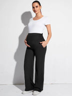 Versatile Wide-Leg Maternity Pants for Yoga, Lounging and Traveling - Essential Relaxed Pregnancy Wear - Fanghuang