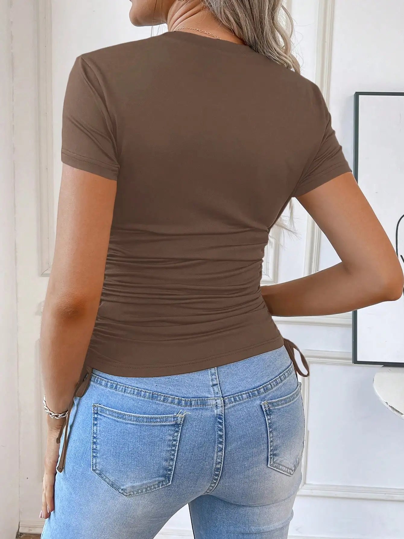 Full Back Coverage Short Sleeve Maternity Tee - Versatile Casual Summer Style - Fanghuang