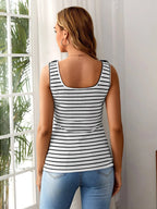 Full Back View of Casual Maternity Sleeveless Shirt - Relaxed Fit for Summer Comfort - Fanghuang