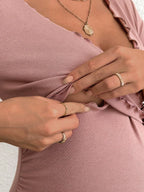 Discreet Side Breastfeeding Access for Nursing Moms - Functional Pink Maternity Wear - Fanghuang