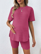 Maternity Two-Piece Set - Summer Comfortable Casual Versatile Loose Stretch Pink Maternity Suit