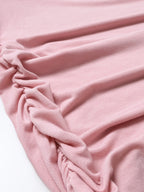 Stretchy Side Ruched Detail for Growing Belly - Flexible Fit Pink Maternity Shirt - Fanghuang