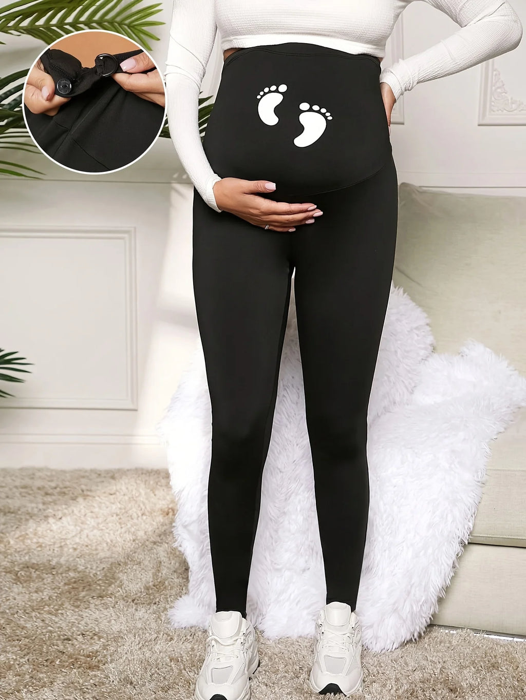 Ultra-Stretchy and Non-See Through Fabric of Black Pregnancy Yoga Pants - Comfortable Activewear - Fanghuang