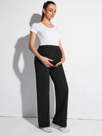 Flattering Relaxed Silhouette of Wide-Leg Maternity Lounge Pants - Slimming and Comfortable Fit - Fanghuang