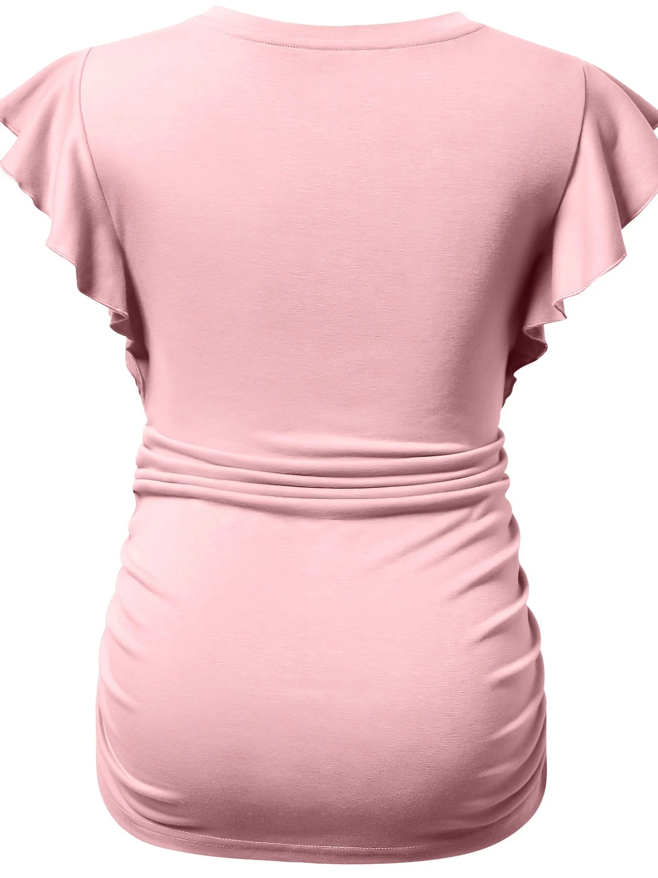 Flattering Pink Maternity Top for Daily Walking and Exercise - Comfortable Summer Outfit - Fanghuang