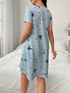 Relaxed Fit Sky Blue Pregnancy Dress for Lounge and Daily Wear - Essential Maternity Wardrobe - Fanghuang