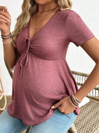 Flattering Ruched Chest Design with Drawstring - Stylish and Comfortable Pregnancy Clothing - Fanghuang