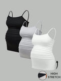 3-Pack Maternity Sleeveless T-Shirts - Casual Summer Pregnancy Activewear Camisole Tank Tops