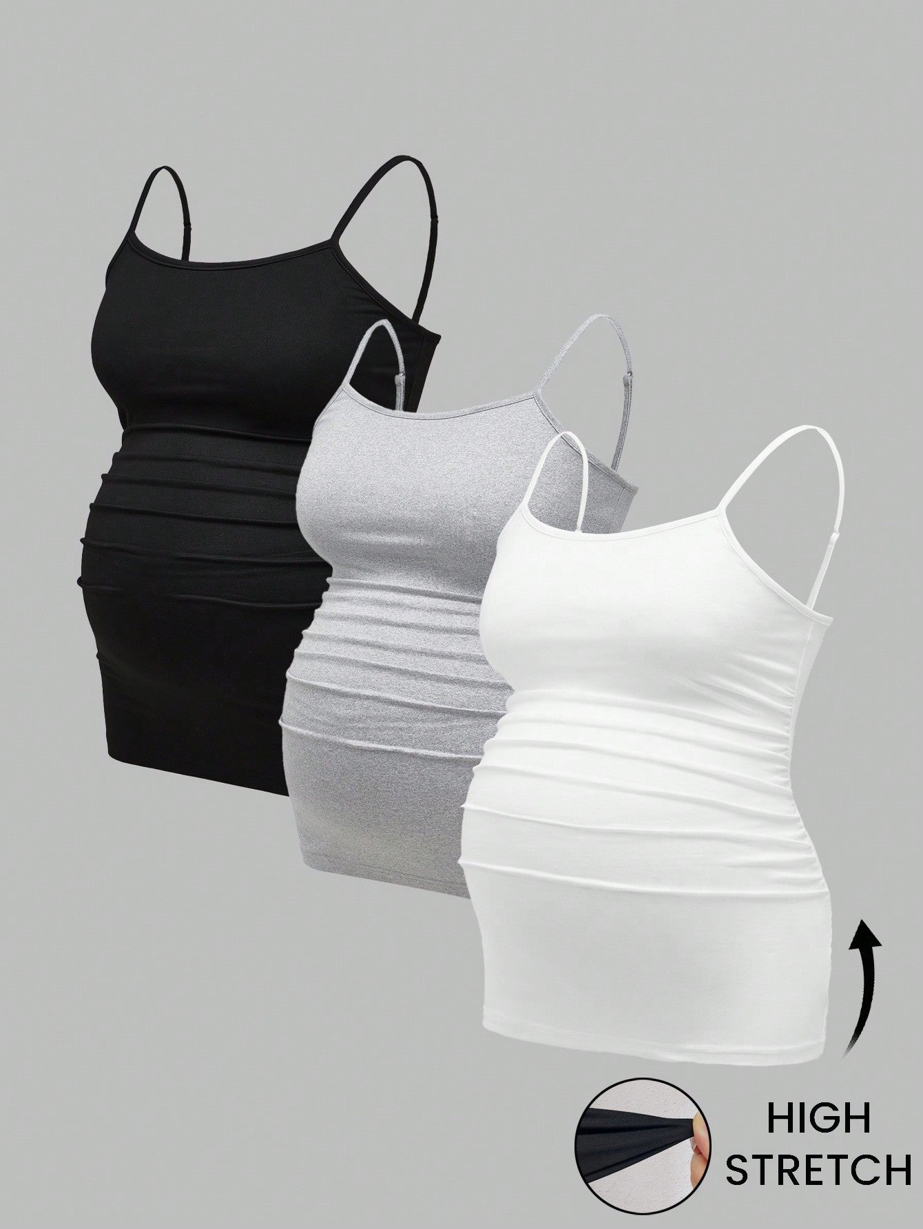 3-Pack Maternity Sleeveless T-Shirts - Casual Summer Pregnancy Activewear Camisole Tank Tops