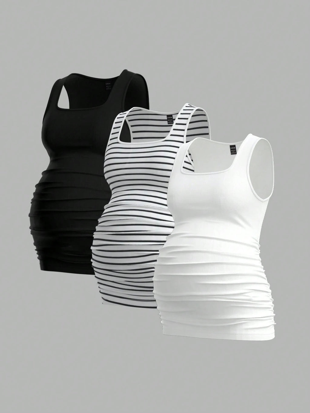 3-Pack Maternity Sleeveless T-shirts - Essential Summer Pregnancy Tops Multipack - Fanghuang