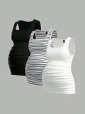 3-Pack Maternity Sleeveless T-shirts - Essential Summer Pregnancy Tops Multipack - Fanghuang