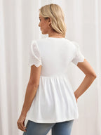 Soft and Skin-friendly Fabric of Hollow-out Maternity Tee - High-Quality Spring Summer Wear - Fanghuang
